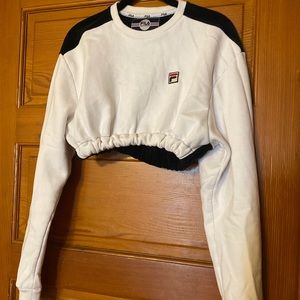 Fila cropped sweatshirt with black velvet back! Not stained, that’s my shadow 😅